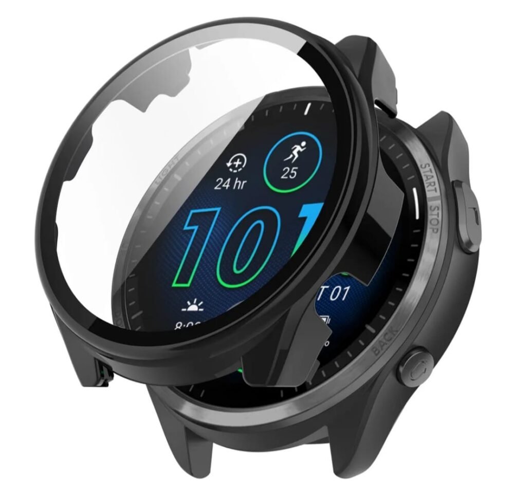 Garmin Compatible Screen guard with case for Forerunner 965 black ( 47mm)