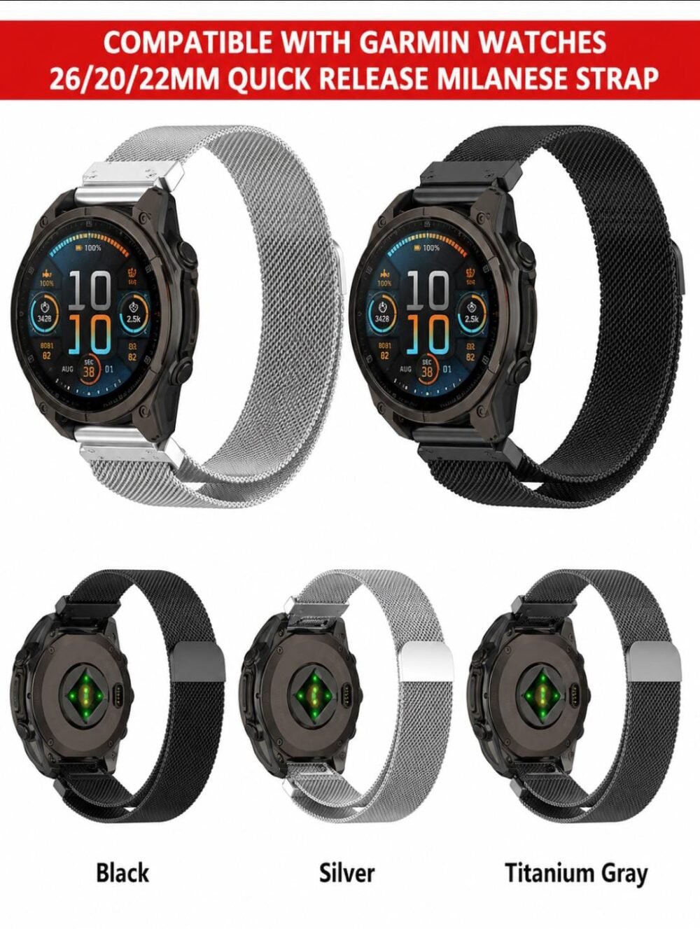 QuickFit 22mm Watch Bands - Stainless Steel